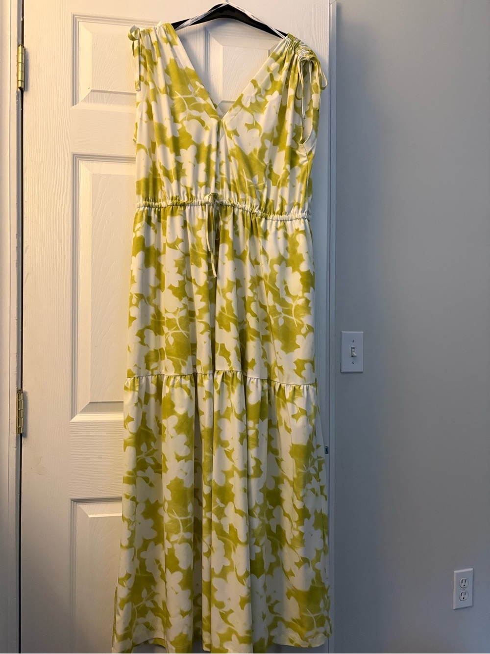 Calvin Klein Lime Green and White Floral Maxi Dress